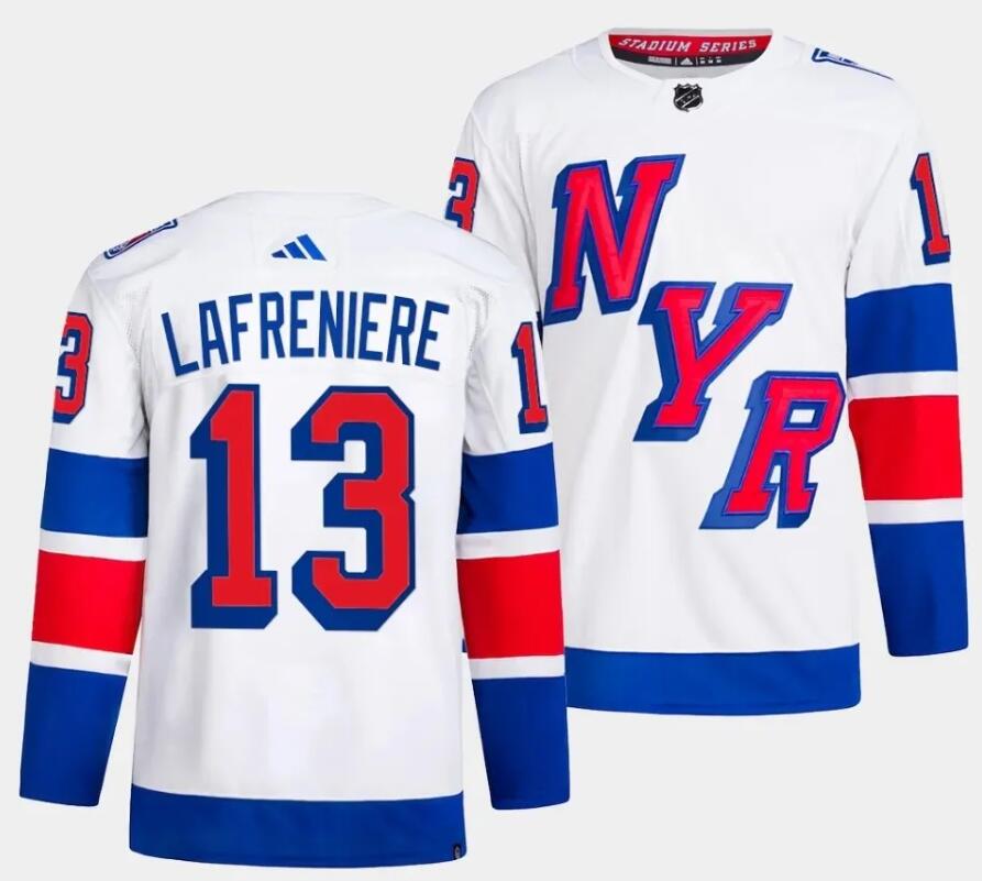 Men New York Rangers #13 Lafreniere white 2024 Hockey Stadium Series White Jersey